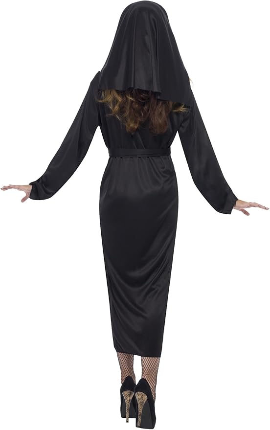 Nun Costume, Black with Dress, Belt & Headdress, Saints and Sinners Fancy Dress, Nun Dress Up Costumes