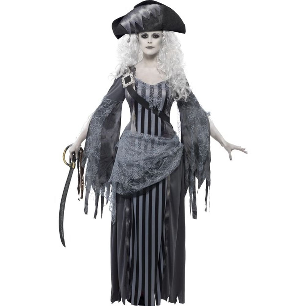 Deluxe Ghost Ship Princess Costume, Grey with Dress and Hat, Halloween Adult Fancy Dress, Adult Dress Up Costumes